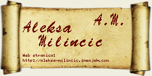 Aleksa Milinčić vizit kartica